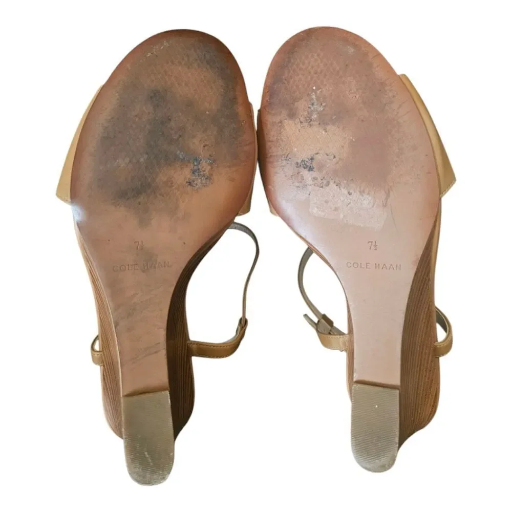 COLE HAAN Maddie Wedge Sandal in Pecan Tan W14236 - Size‎ 7 1/2